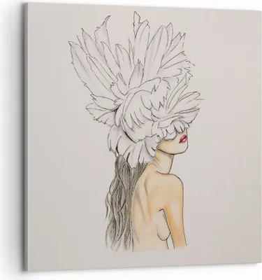Produktbild von Bild auf Leinwand - Leinwandbild - Einteilig - Mode Frau Zeichnung - 60x60cm - Wand Bild - Wanddeko - Wandbilder - Leinwanddruck - Bilder - Wanddekoration - Leinwand bilder - Wandbild - AC60x60-4873