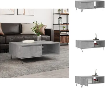 Imagen del producto de vidaXL Mesa de centro, color gris hormigón, 90x60x35 cm, material de madera, - Mesas de centro