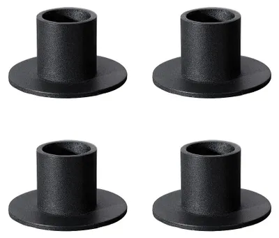 4er-Set Metall-Kerzenhalter, schwarz, 5x2,5 cm, für Stabkerzen