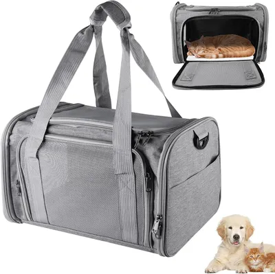Image de Sac de transport pliable pour animaux de compagnie, adapté aux chats et aux chiens pesant jusqu'à 7 kg, dimensions : 35 x 40 x 25 cm, idéal pour les déplacements