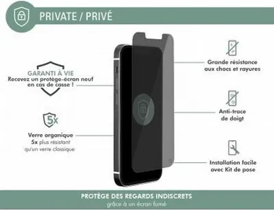 Produktbild von Force Glass, Organische Folie Privacy Apple iPhone 13 mini, Schwarz transparent