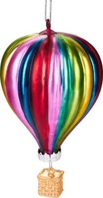 Produktbild von BRUBAKER Heißluftballon Bunt - Handbemalte Weihnachtskugel aus Glas - Christbaumschmuck Figuren lustig Deko Anhänger Baumkugel - ca. 11 cm