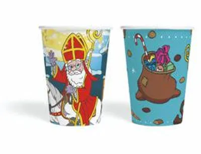 Immagine prodotto di Bicchieri di cartone Sinterklaas da 210 ml, confezione da 8 | 2 pezzi