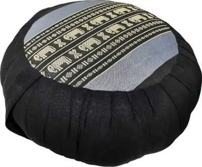 Immagine prodotto di Fine Asianliving Cuscino da meditazione tailandese 40x17cm Cuscino da seduta rotondo nero Elefanti Thai Kissen Meditazione Matte Matratze Kapok 301-E06