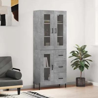 Obrázok produktu pre vidaXL Highboard concrete grey 69,5x34x180 cm odvodený drevený výrobok