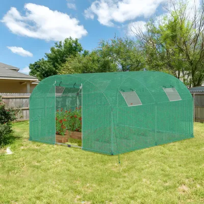 Produktbild von TRMLBE Gewächshaus 3x2x2 m Foliengewächshaus Bogen Dach Tomatengewächshaus 6 ㎡ Tomatenhaus mit Fenster & HDPE+LDPE+Verzinktes Rohr Folientunnel