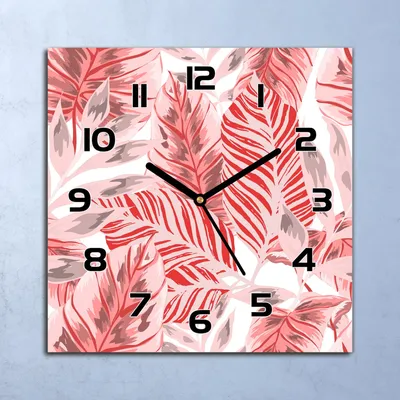 Produktbild von Wanduhr Echt-Glas-Küchenuhr Rosa Dschungel Quarz Lautlos 30x30 Deko Bilder