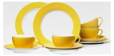 Produktbild von Kaffeeservice Doppio, 12-teilig, Porzellangeschirr, Gelb