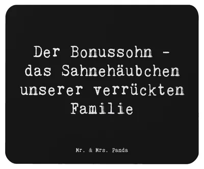 Produktbild von Mr. & Mrs. Panda Mousepad Spruch Der Bonussohn - Schwarz - Geschenk, Mouse Pad, Mauspad, Dankeschön, Stiefsohn, Patchworkfamilie, mousematte, handgemacht, Familienbindung