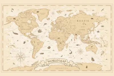 Zdjęcie produktu dla Dimex, fototapeta MS-5-1552 Vintage cartoon map 375 x 250 cm