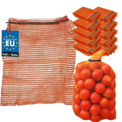 Produktbild von KOTARBAU® 10er Set Raschelsack Kartoffelsack 35 x 50 cm Obstsack 5 kg Polypropylen Gemüsenetz Aufbewahrungssack für Zwiebeln Kartoffel Gemüse Orange