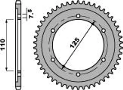 Produktbild von Motorrad Stahl Hinterrad 50 Zähne 428 Kette PBR ZR485