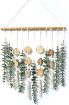 Produktbild von Wandbehang Boho Wanddeko, Pflanzen Wanddekoration Deko Wand Künstlicher Eukalyptus Fensterdeko Hängend für Schlafzimmer Wall Wohnzimmer Esszimmer Küche Outdoor