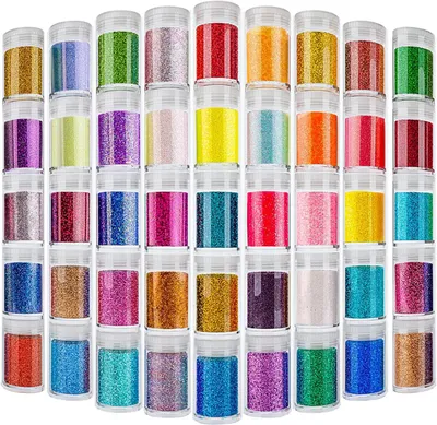 Glitzer-Set mit 45 Farben, extra fein, für Epoxidharz & Basteln