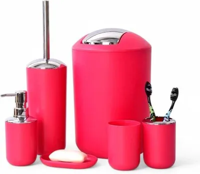 Immagine prodotto di Set da bagno da 6 pezzi con dispenser per sapone e scopino