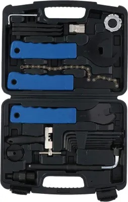 Produktbild von Famanu Werkzeugset 21-teilig - universell - praktische Werkzeugkoffer mit Innensechskantschlüsseln, Reifenheber, Schraubendrehern und Multitool