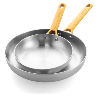 Edelstahl-Pfannenset 2-teilig, 20 & 28 cm, induktionsgeeignet, ofenfest