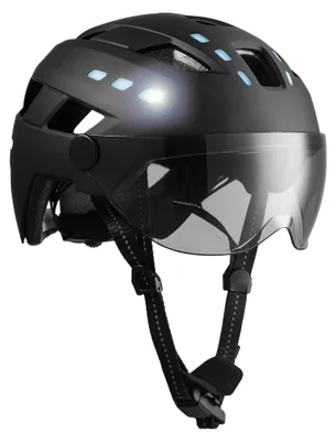 E-Bike-Helm mit USB-Licht, UV-Visier, 55–61 cm