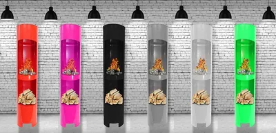 Produktbild von Ethanolkamin Gelkamin Höhe:180cm Breite:37cm Säule Kamin Silber mit Holzfach
