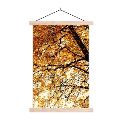 Produktbild von MuchoWow® Textilposter Baum - Herbstblätter - Jahreszeiten - Rustikal 60x90 cm mit holzfarbenen Rahmen - Textil