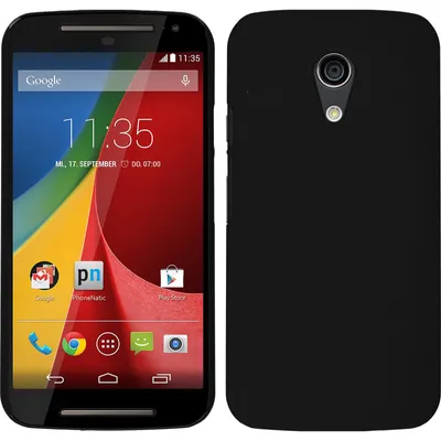 Produktbild von PhoneNatic Case kompatibel mit Motorola Moto G 2014 2. Generation - Hülle schwarz gummiert Hard-case + 2 Schutzfolien