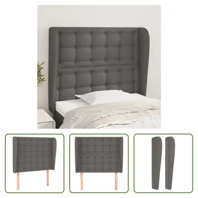 Produktbild von The Living Store Kopfteil mit Ohren Grau 83x23x118/128 cm Kunstleder