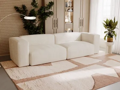 Produktbild von GrainGold 3-Sitzer Sofa Landi - Gepolstertes Sofa -Moderne Cord Sofa - Wohnzimmer Sofa - Beige (Lincoln 03)