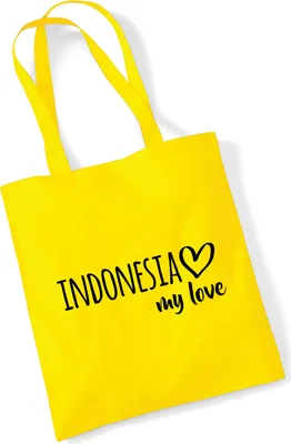 Produktbild von Huuraa Jutebeutel Indonesia my love 10 Liter Yellow Baumwolle Tasche Geschenkidee