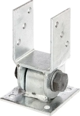 A metal post bracket with a U-shaped top and a square base, shown against a white background.
