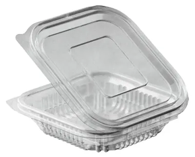 Produktbild von 50 klare Rechteckbecher mit Deckel 125 ml (PET)