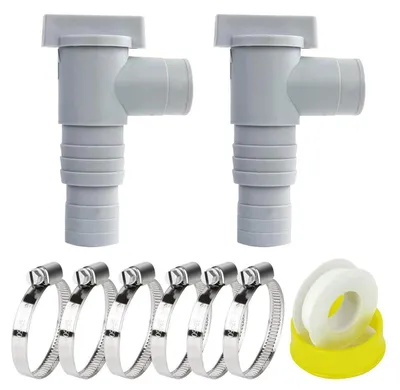 Obrázek produktu pro Závitový ventil pro bazénové hadice, přechodka 32 mm na 38 mm, 2 kusy s 6 hadicovými sponami