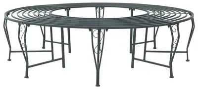Obrázok produktu pre vidaXL Lavica v tvare stromu, 8-miestna, Ø 160 x 44 cm, oceľ, strieborná, sivá, okrúhla