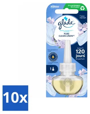 Obrázek produktu pro 10 kusů náplně do elektrického osvěžovače vzduchu Glade – vůně Pure Clean Linen – výhodný balení