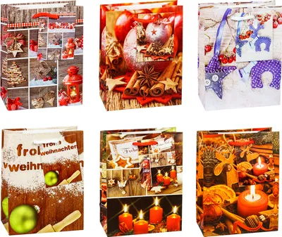 Produktbild von TSI 87026 Geschenktüten WEIHNACHTEN SERIE 6, 12er Packung, Größe: Klein (HxBxT 14 x 11 x 6,5 cm)