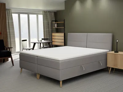 Produktbild von FEDVE Boxspringbett Schlafzimmerbett MUDAN mit 2 Bettkästen, Doppelbett mit Bonell-Matratze und Topper 160x200