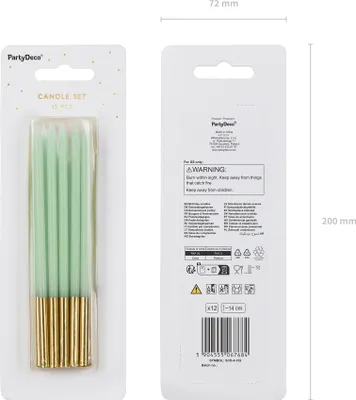 Obrázok produktu pre PartyDeco SCD-4-102, Sviečky, Zelená, 12 kusov