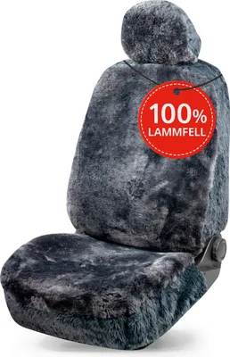 Produktbild von WALSER Premium Lammfell Autositzbezug Maya, 100% Lammfell Sitzbezug für Auto, 1 Stück Lammfell Sitzbezüge Auto Vordersitze, Autositzbezug Lammfell, Autositzbezug Fell, Lammfell Autositz anthrazit