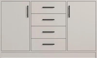 Produktbild von Furniture24 Kommode Smart Srk1 - Kaschmir, 4 Schubladen, 2 Regale, Modern, Maße: 140x84x40 cm