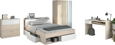 Produktbild von Parisot Jugendzimmer-Set 4-tlg Most 75 + Schreibtisch + Kleiderschrank + Schubkastenkommode 140/200 cm