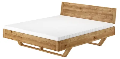 Produktbild von Ehebett Doppelbett schwebend 200x200 Eiche massiv geölt mit Zubehör V-60.89-20Rollrost und Matratze inkl.