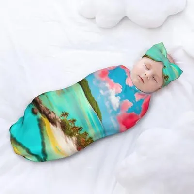 Produktbild von Wickeldecke für Babys, Motiv: Karibiklandschaft, gemustert