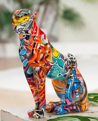 Produktbild von Gilde Gepard Street Art mehrfarbig, Graffiti-Design H: 20.50 cm B: 20.50 cm T: 7cm 37540