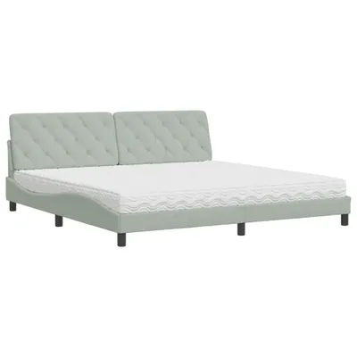 Obrázek produktu pro Postel s matrací světle šedá 200 x 200 cm samet