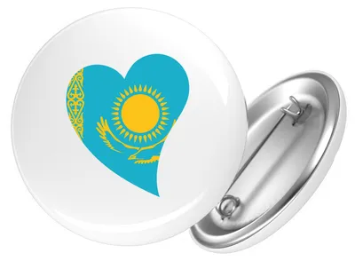 Produktbild von Huuraa Button Kasachstan Flagge Herz 25mm rund mit Sicherheitsnadel Ansteckbutton Geschenkidee