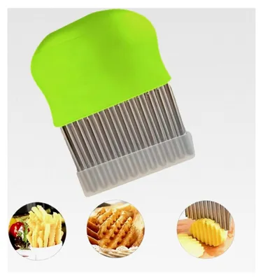 Produktbild von Wellenschneider für Pommes, Edelstahl Kartoffelspiralschneider, Schneidewerkzeug für Obst und Gemüse (Grün)