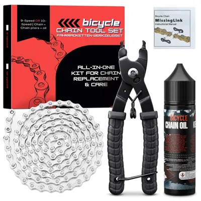Immagine prodotto di Solidchoice - Kit catena per bicicletta, completo di olio per catena e attrezzo per la manutenzione