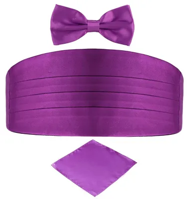 Produktbild von DonDon 3er Set Herren Kummerbund Fliege Einstecktuch farblich abgestimmt glänzend - Violett