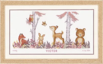 Zdjęcie produktu dla Zestaw do haftu krzyżykowego Vervaco "W lesie", wzór liczony, 53x29cm