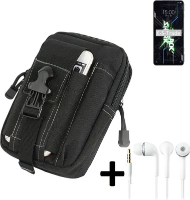 Produktbild von K-S-Trade Gürteltache + Kopfhörer kompatibel mit Xiaomi Black Shark 4S Gürtel Tasche Holster Schutz Hülle Handy Hülle  schwarz inkl. Extrafächer