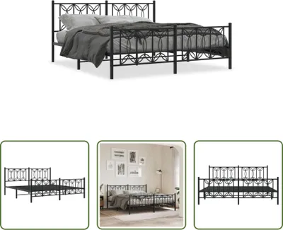 Produktbild von The Living Store Bettgestell mit Kopf- und Fußteil Metall Schwarz 183x213 cm